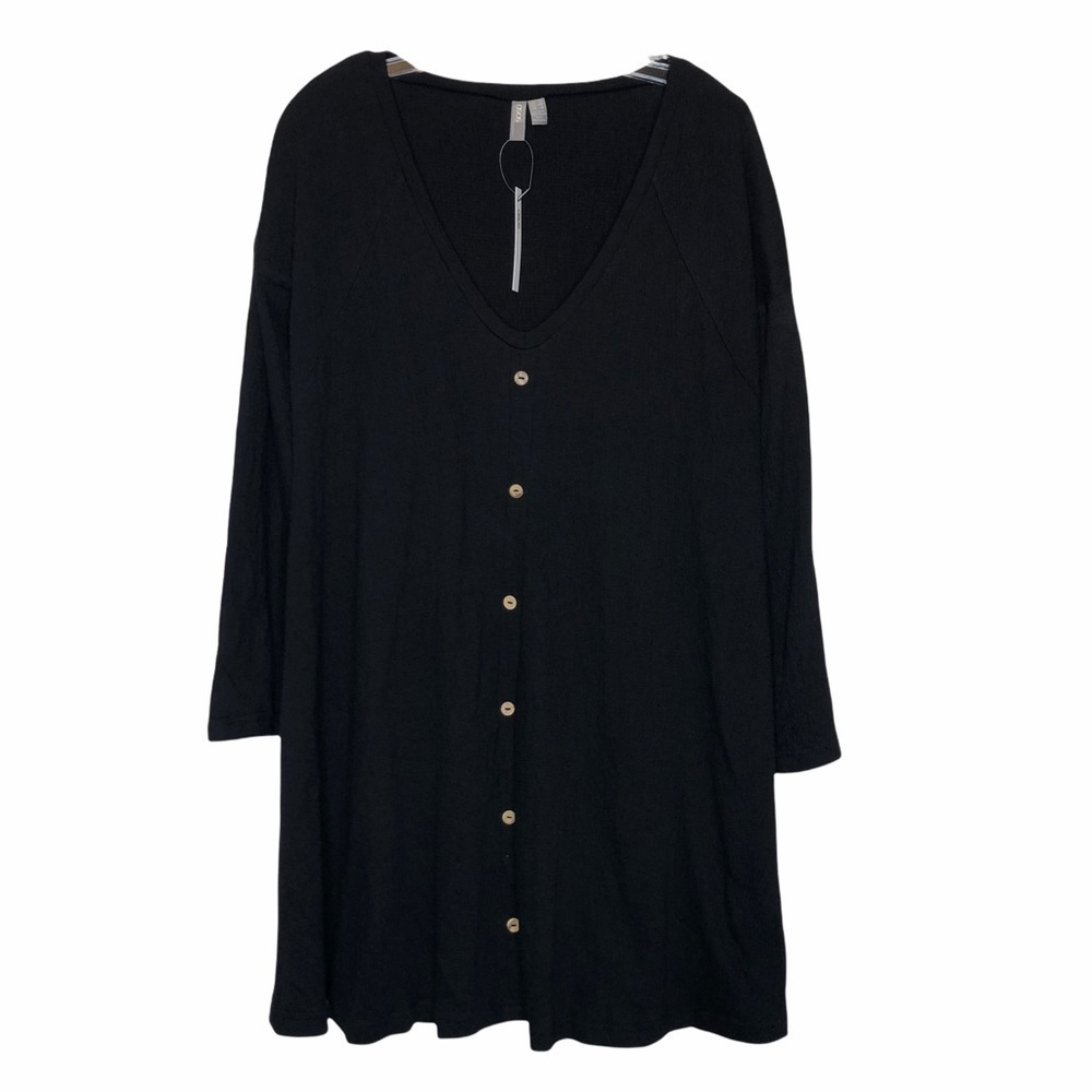 NWT ASOSโ Black Button Down V Neck Oversized Goth Dark Tent Dress Womenโs 6